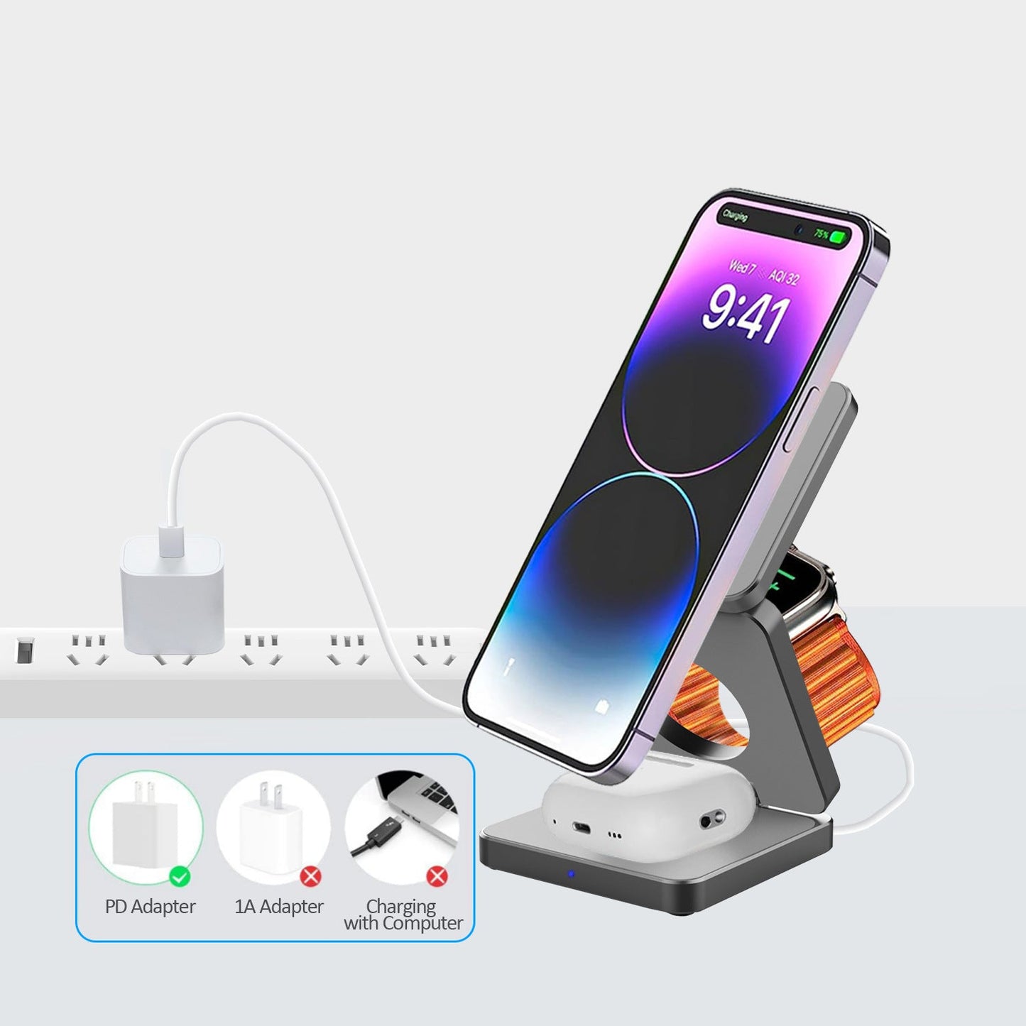 3-in-1 Magnetic Folding Wireless Charger