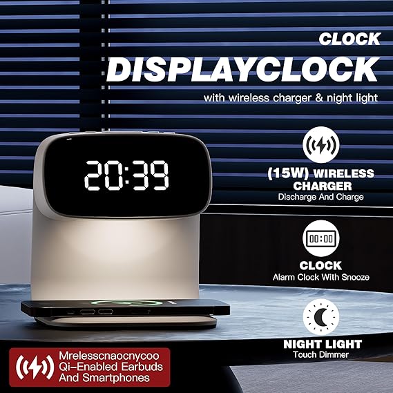 Wireless Charging Alarm Clock