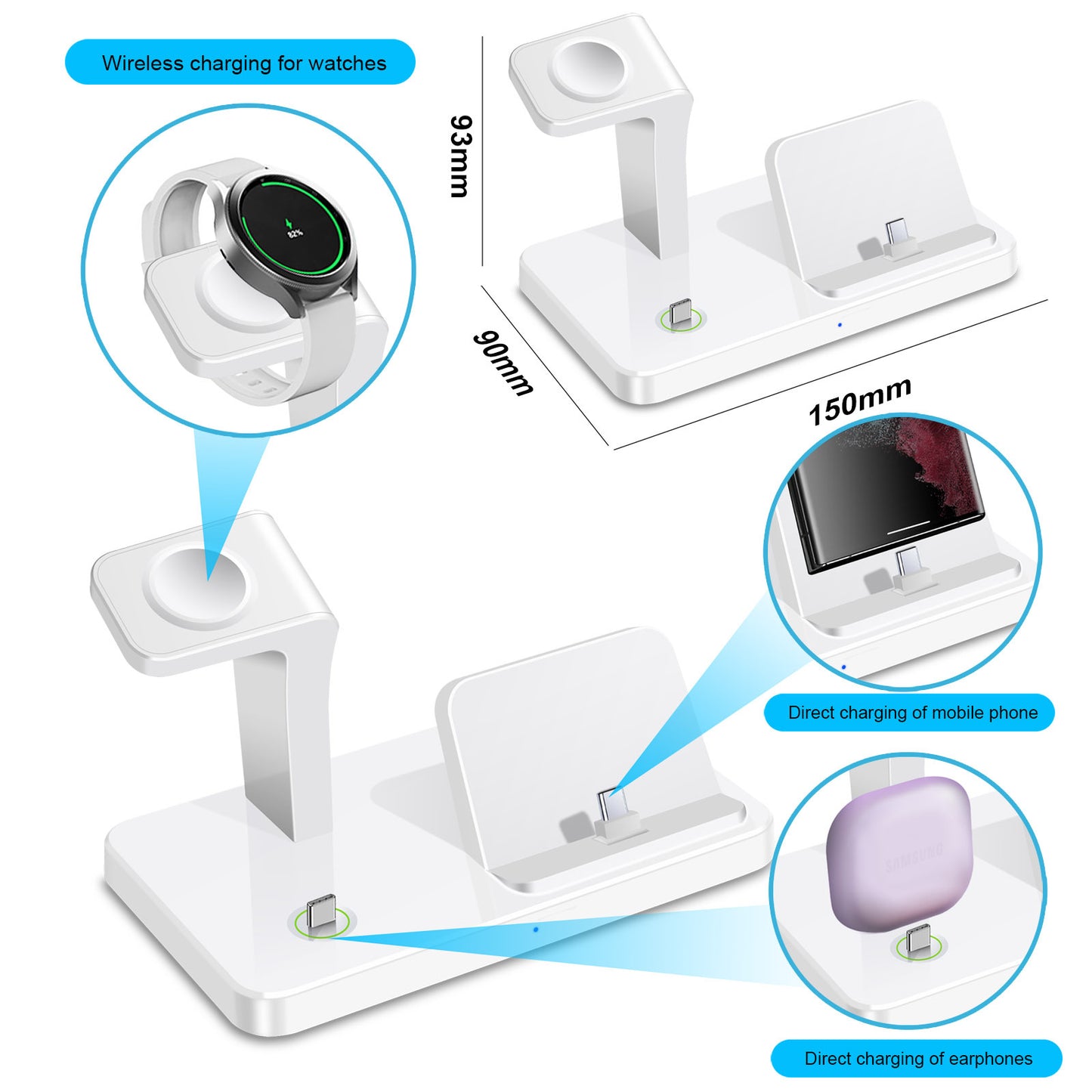 3-in-1 Vertical Wireless Charger Stand