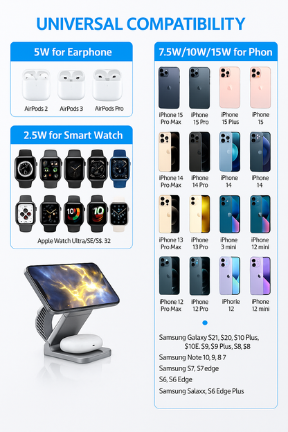 3-in-1 Magnetic Folding Wireless Charger