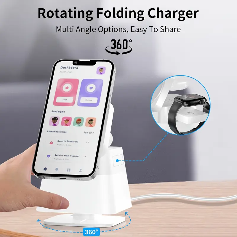 4-in-1 Rotatable Magnetic Wireless Charger